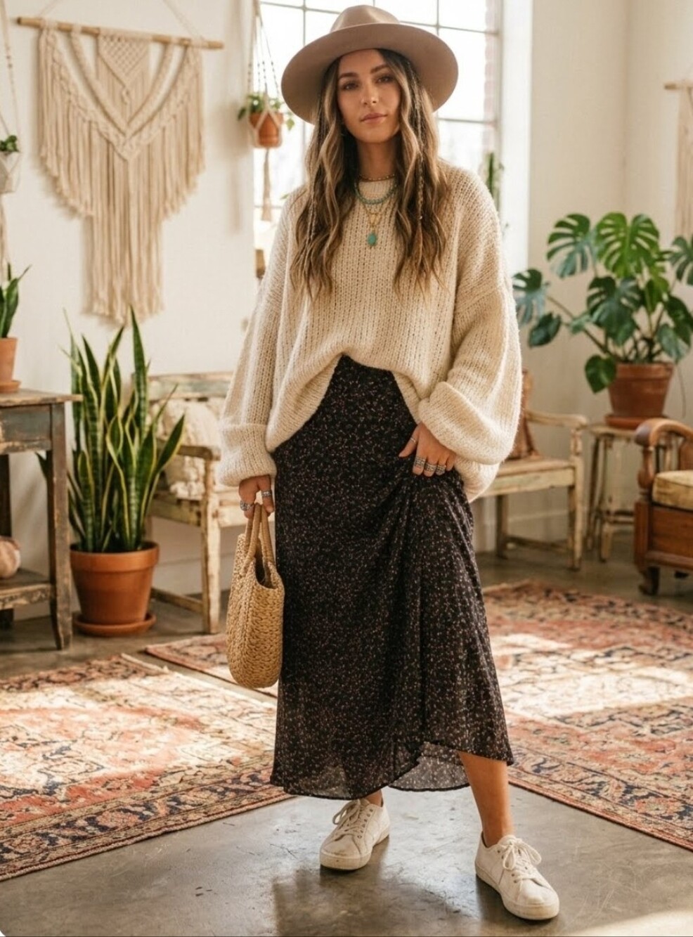 Free People Seven Wonders Mesh Maxi Skirt Black Floral Ditsy Boho M Pull On